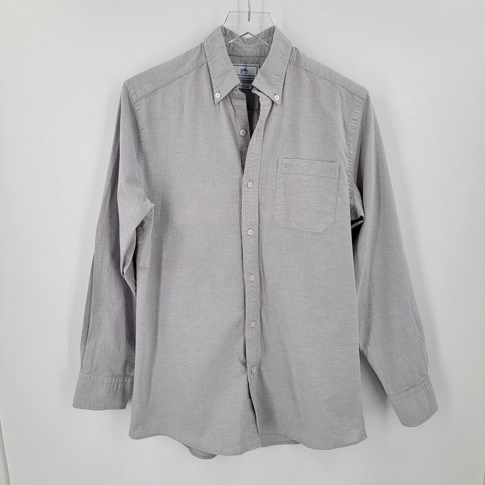 Southern Tide Shirt Men's Small Classic Fit Button Down Long Sleeve Gray Flaw